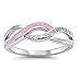 Oxford Diamond Co Lab Created Pink Opal & Cz Infinity Style .925 Sterling Silver Ring Sizes 4-11