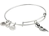 Alex and Ani Mermaid Charm Russian-Silver Expandable Bangle Bar Bracelet