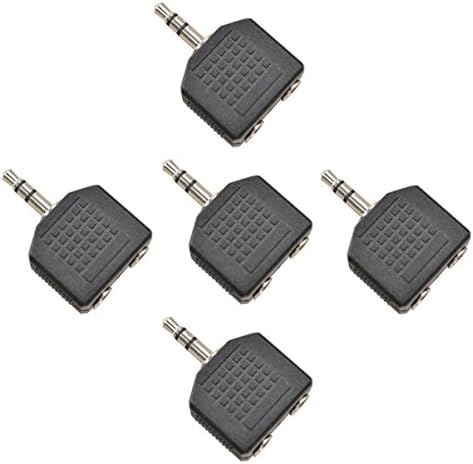 CHIBI 5 Pack of 3.5mm Stereo Plug To 2 x 3.5mm Stereo Jack Splitter Adapter