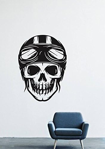 Wall Decals Decor Vinyl Skeleton Head Skull Bones Dead Man Vick Cards Death Helmets Goggles Racer GMO0912