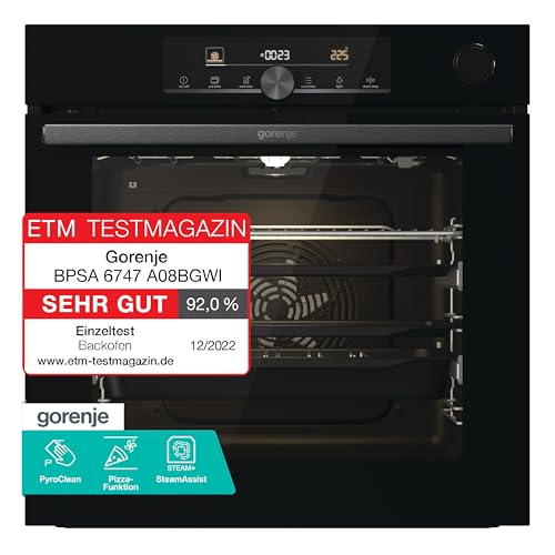Gorenje OptiBake Advanced BPSA 6747 A08BG Einbau-Backofen / 77L / Heißluft / Pyrolyse / AutoBake / Touch Bedienung / Bratenthermometer / GentleClose & Open / St