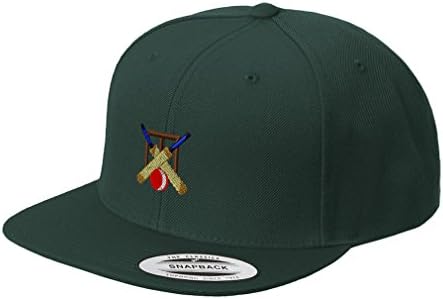 Speedy Pros Sport Cricket Logo Embroidery Unisex Adult Snaps Acrylic Structured Flat Visor Snapback Hat Cap - Spruce Green, One Size