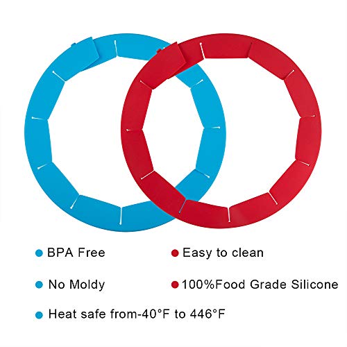 2 Pack Adjustable Pie Crust Shield, findTop Food Grade Silicone Crust Protector Shield Fits Rimmed Dish 8.5" - 11.5", Red & Blue