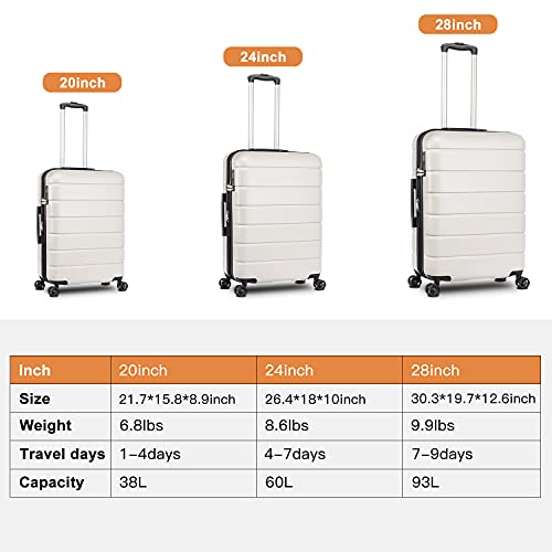 Carryon Luggage Sets Suitcase with Wheels Woddo PC+ABS 3 Piece Hard