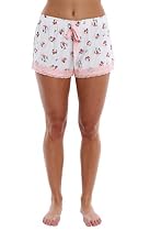 Wallflower Luxury Soft Women Sleepwear Printed Pattern Short with Crochet Trim Loungewear for Ladies - Pink, Small