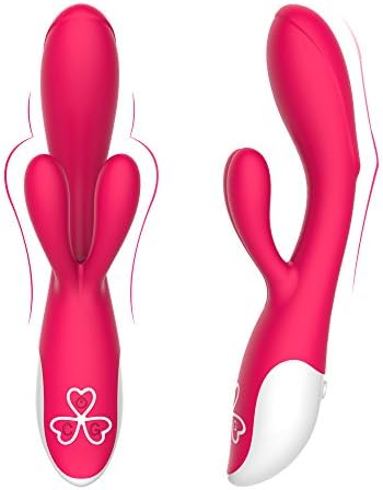 Silicone Vibrating Rabbit Massagers -Three Powerful Motors 10 Speed 100% Waterproof Rechargable Personal Vibrator for Women /Couples - Red
