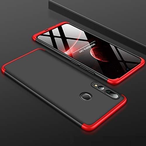 Designerz hub Silicone Honor 9X Cover Case Ull Body 3 In 1 Slim Fit Complete 3D 360 Degree Protection Hybrid Hard Bumper Back Case Cover For Honor 9X - (Black & Red), Black