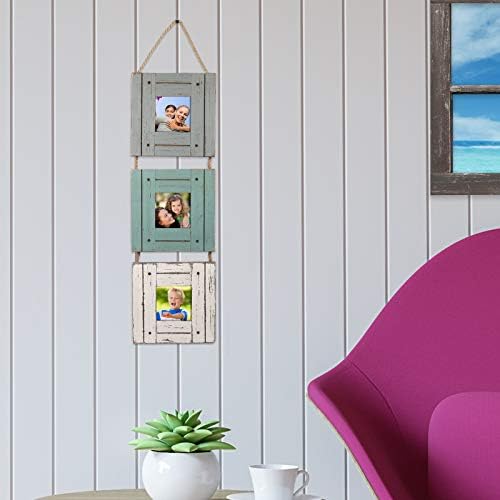 Rustic Three Image Frame Set: Hand Painted, Shabby Chic Design