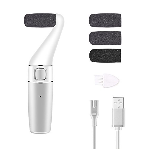 Electronic Pedicure Foot Files Electric Callus Remover Rechargeable Heel Corn Removal Foot Care Tool To Remove Dry, Hard Skin With 3 Extra Roller Heads by Denicer（Silver） - Thumbnail 7