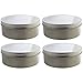 16 oz Silver Shallow Low Profile Metal Tin Containers with Screw Top Twist Lids (4 Pack)