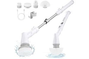 Besswin Electric Spin Scrubber, Cordless Shower Cleaner Brush with Adjustable Extension, 4 Replaceable Cleaning Heads, Power Shower Scrubber for Bathroom, Tub, Tile, Floor