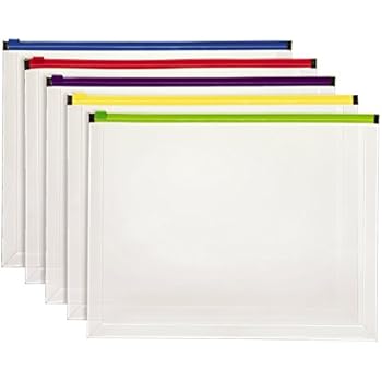 Pendaflex Poly Zip Envelope, Letter Size, Assorted Color Zippers, 5 per Pack (85292)