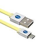 Micro USB 2.0 Flat Cable, Deego 10ft High Speed Micro-USB to USB Cable for Samsung S7 edge,S6 edge,Note 5/4/3, HTC, LG, Nokia, Motorola - Yellow