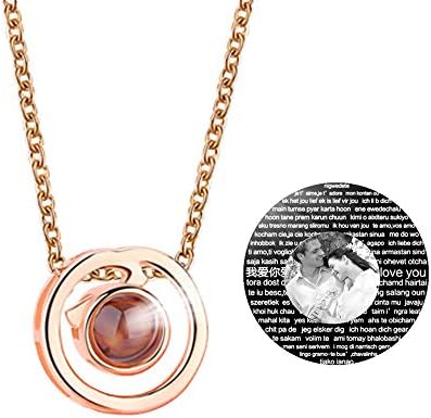 ASD Jewerly Customized Photo Necklace Projective Necklace, I Love You Symbol of Steadfast The Memory of Love Different Languages for I Love U
