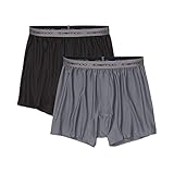 ExOfficio Men's Give-N-Go Boxer,  Granite/Black,  2 Pack - Medium