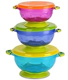 Baby Bowls, Set of 3 Suction Baby Feeding Bowls Set 3 sizes Stackable Spill Proof Suction Bowls with Seal Easy Lids—Kiddero