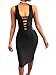 Misfondle Womens Sexy Bodycon Bandage Lace up Midi Club Dress , 1 Black, Small