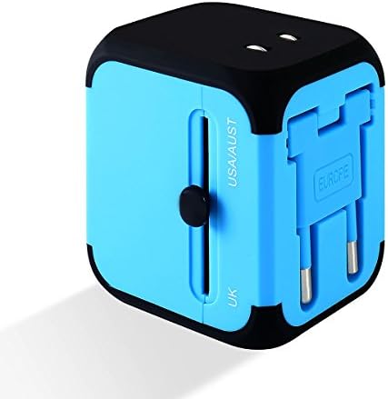 Volibel Multi International Travel Adapter with Dual 2.4A USB Charging and Plugs for UK, US, AU, Europe, Asia, Covers 150+ Countries