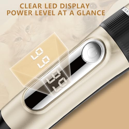Professional Dog Clipper Waterproof IPX7 Silent LED Display | Cordless Pet Clipper, USB Rechargeable, 6 Guide Combs, Ceramic Blade Adjustable in Size