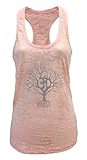Tough Cookie's Women's Yoga Burnout Single Print Tank Top Plain Single (Small, Light Peach Tree)