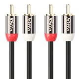 Postta 2RCA to 2RCA Stereo Audio Cable (3 Feet) Male to Male Gold Plated Dual Shielded 2RCA Cable -Black