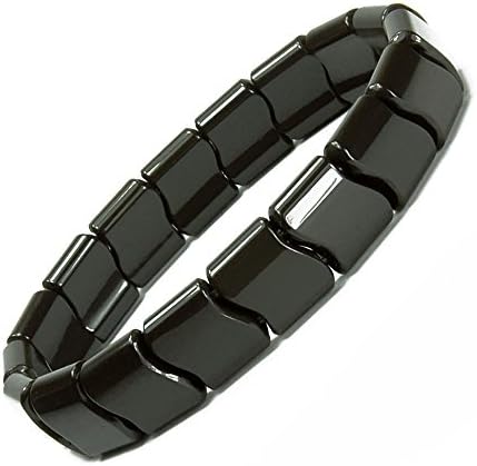 ONE ION Ocean Wave Tourmaline Bracelet Power Ion Balance Energy Stretch Band with Black Jewel Box