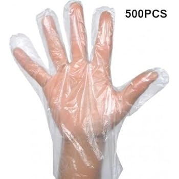 Disposable Clear Plastic Gloves, 500 PCS Plastic Large