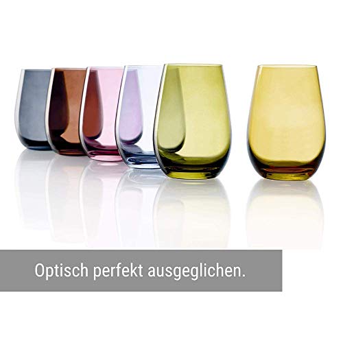 Stölzle Lausitz Wassergläser Set Elements Mediterraner Mix 465 ml randvoll / 6er Set Wassergläser Spülmaschinenfest hohe Bruchresistenz/Trinkgläser Set Kristallglas/Saftgläser Set – Bild 7