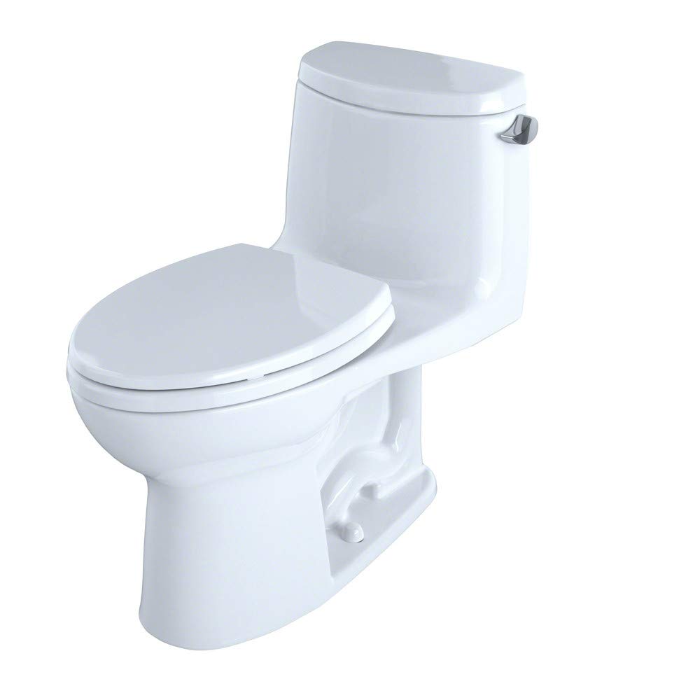 TOTO MS604114CEFRG#01 UltraMax II One-Piece Elongated 1.28 GPF Universal Height Toilet with Right-Hand Lever and CEFIONTECT, Cotton White
