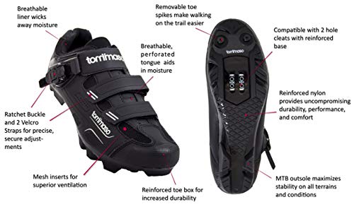 Tommaso Montagna 200 Men's Mountain Bike MTB Spin Cycling Shoe with Buckle Compatible with SPD Cleat - //coolthings.us
