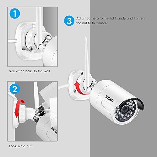 ZOSI 1080P 8CH HD Wireless Security Camera System 8Channel 1080P NVR 2TB Hard Drive and (8) HD 2.0MP 1080P Indoor/Outdoor Bullet IP Cameras 65ft Night Vision, Customizable Motion Detection - ZOSI