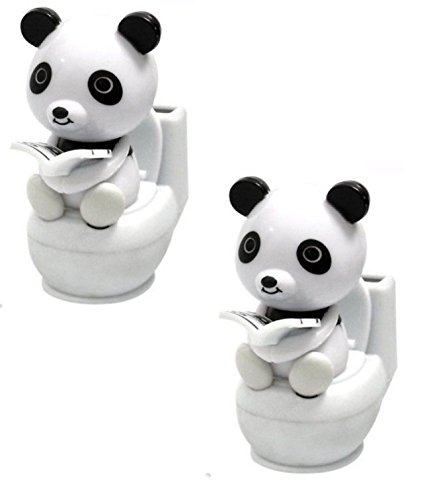 Set of 2~ Panda Reading on Toilet Bowl Solar Toy Car Dashboard Office Desk Display Home Decor Birthdady Gift US Seller