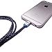 Paracable Paracord Wrapped iPhone Lightning Cable (Matrix) | Braided Fabric Wrapped Lightning to USB Tangle Free with Aluminum Ends. Black, White, and Blue iPhone Charger.