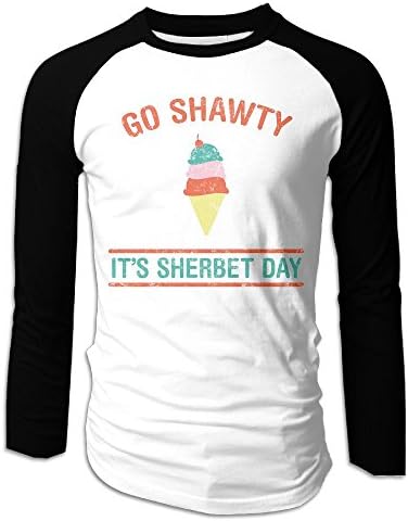 JIUjiujiu Go Shawty, It's Sherbert Day Men's Long Sleeve Jersey Shirt Baseball Tee Raglan T-Shirts XXL Black