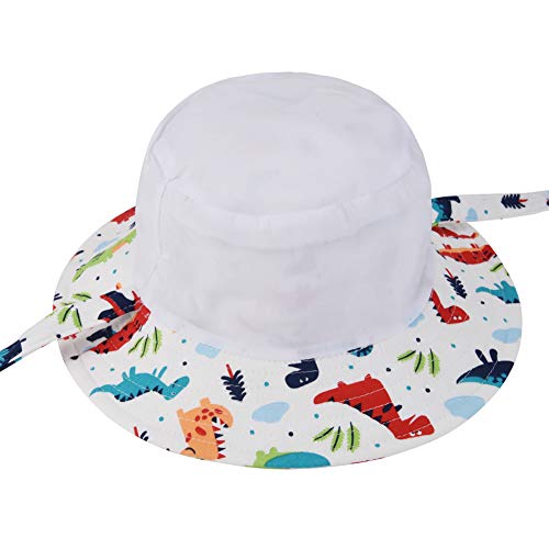 Baby Brim Sun Protection Hat - Unisex Toddler Kids Reversible Beach Bucket Hat(Dinosaur, 46cm)