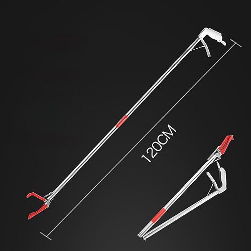 KLFEXVP Heavy Duty Reptile Grabber Tongs - 120cm Collapsible Long Handle, Self-Locking, Rubber Jaw For Safe Handling