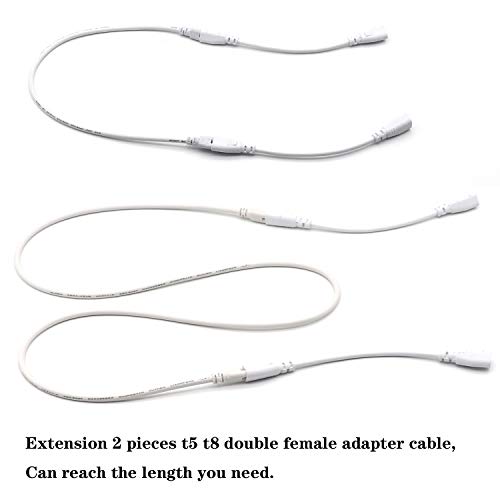 T5 T8 Extension Cords, 10 ft 3 Meter Connector Cord, 3-Prong Extended Power Cable for Integrated LED Tube Light, Single LED Shop Garage Light Fixture, Under Cabinet Lights Pack of 2 - Thumbnail 4