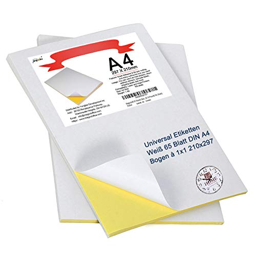 Magicdo® 65 Sheets Glossy Sticker Paper, A4 Self Adhesive / Sticky Back