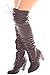 Lolli Couture Women's Faux Leather Lace-up Long Combat Style Over-the-Knee Chunky Heel Long Boots
