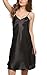 Avidlove Women's Nightshirts Satin Chemises Slip Sleepwear,Black (FBA),Medium