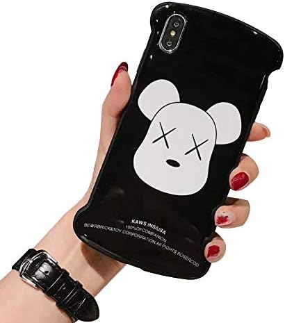 Violent Bear Bone Style for iPhone Xs max XR 7plus 8 6s Plus Case Street Fashion Design Protective Back Cartoon Smooth Surface Cover (Black, iPhone Xs Max)