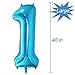 Tellpet Blue Number 1 Balloon, 40 Inch
