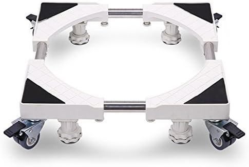 Lineito Adjustable Mobile Base Multi-functional Movable Base with 8 Locking Rubber Swivel Wheels and 4 Feet Roller Dolly for Dryer, Washing Machine and Refrigerator