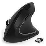 Vertical Mouse, Jelly Comb MV014 Ergonomic Wireless Mouse 2.4GHz Optical Vertical Mice with 3 Adjustable DPI 800/1200/ 1600 6 Buttons, for Laptop, PC, Desktop etc, Black