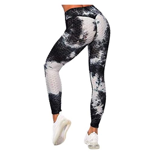 HHoo88 Women Push Up Leggings Workout Fitness Sports Pants Tie-Dyed Running Athletic Yoga Pants Anti Cellulite Scrunch…