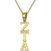 King Greek – Zeta Tau Alpha Sorority Gold Plated Sterling Silver Pendant with 18” Chain – Sterling Silver Necklace with Pendant for Gifting