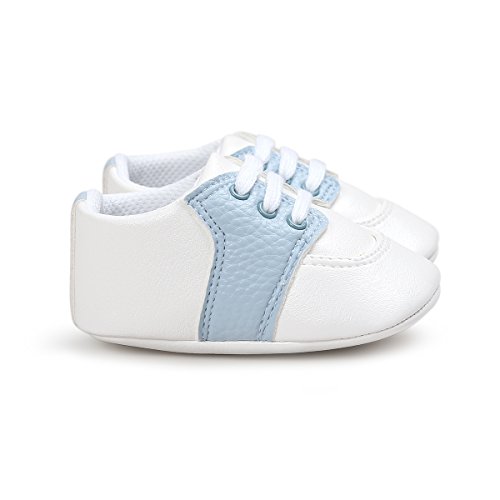Fire Frog Baby Shoes for Boys Girl Infant Lace-up Saddle Sneakers Light Blue 12-18 Months - Thumbnail 4