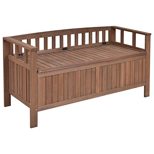 Goplus 70 Gallon Outdoor Storage Bench Heavy Duty All Weather Patio Garden Deck Box Container