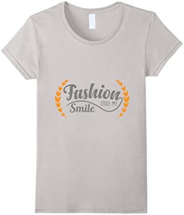 Womens Fashion Stole My Smile T-Shirts Large Silver