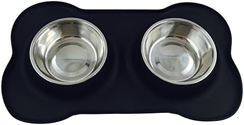 Dog Bowls, 29.8oz Stainless Steel Dog Bowl with Silicone Mat - Best No Spill Pet Bowl for Feeding Dogs Cats Water Food - Set of 2